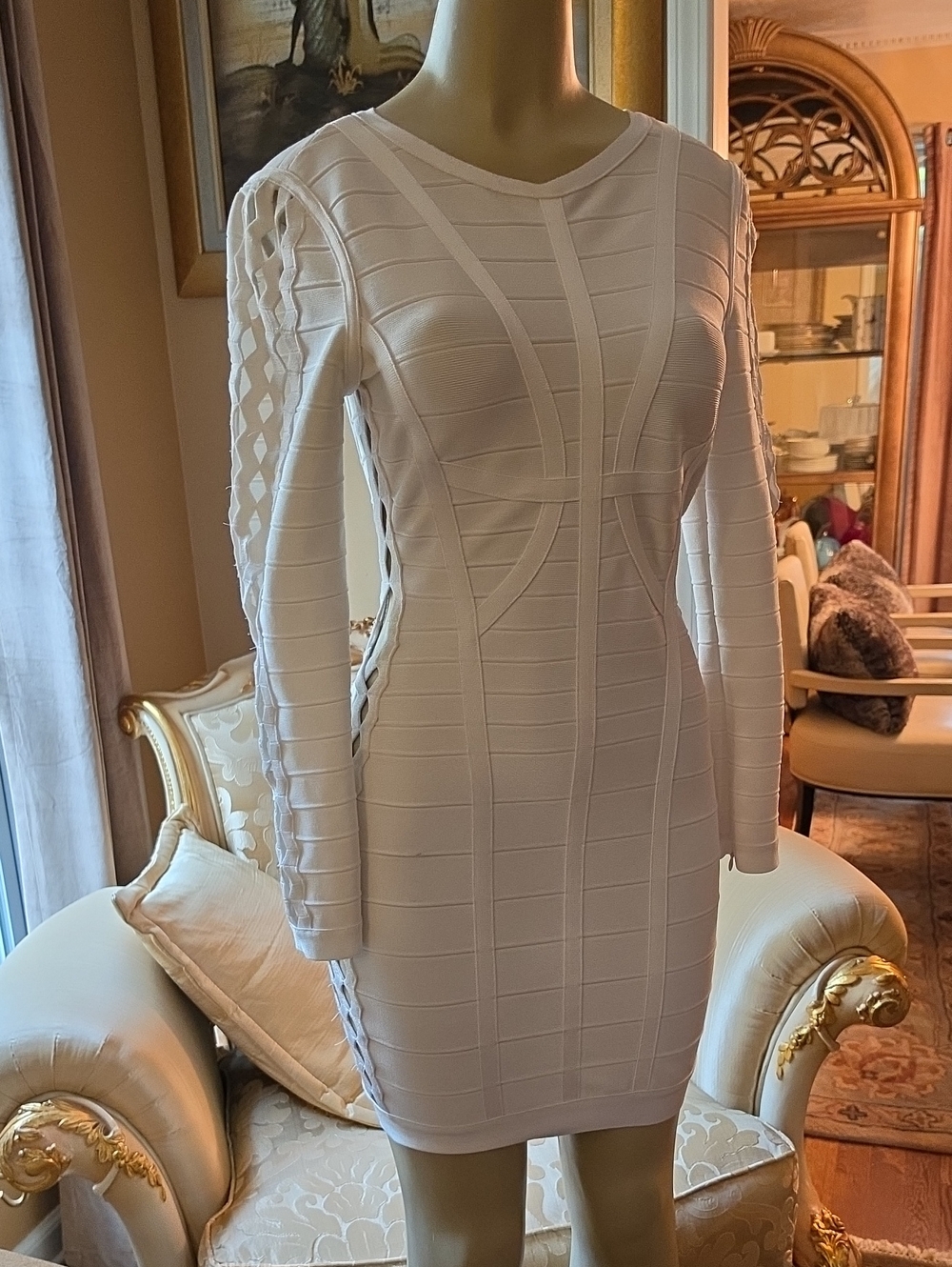 White Long Sleeve Bodycon Dress